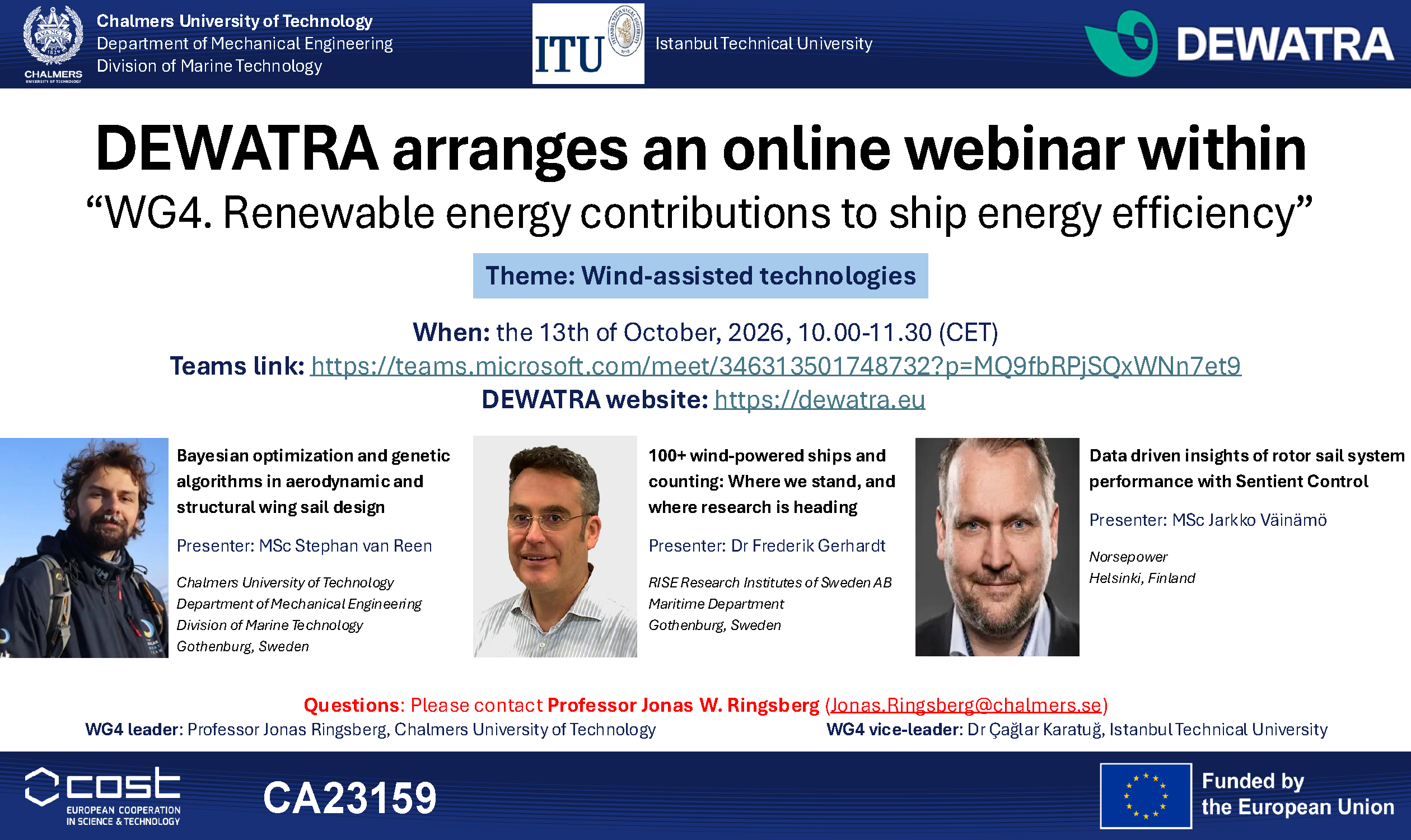 DEWATRA Webinar: Wind-Assisted Technologies for Ship Energy Efficiency