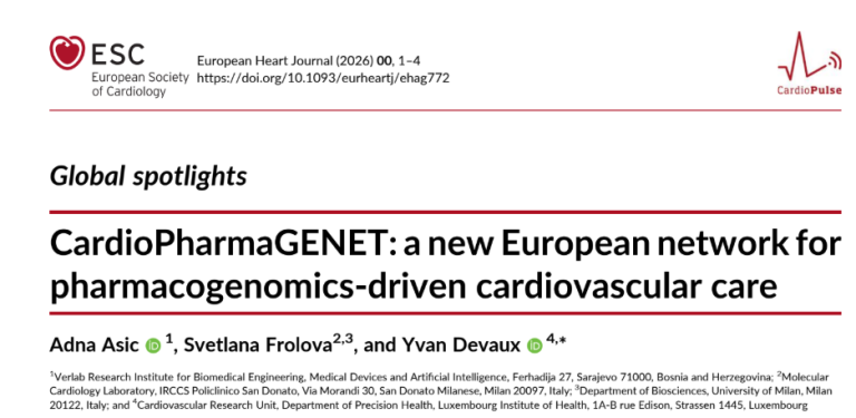 CardioPharmaGENET Featured in the European Heart Journal